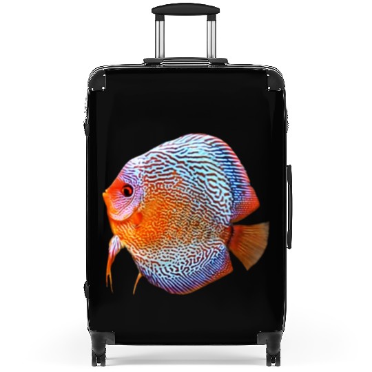 DISCUS FISH - Snakeskin, orange/blue Suitcases
