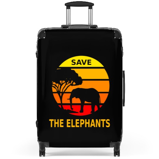 Retro Vintage Save the Elephants Suitcases