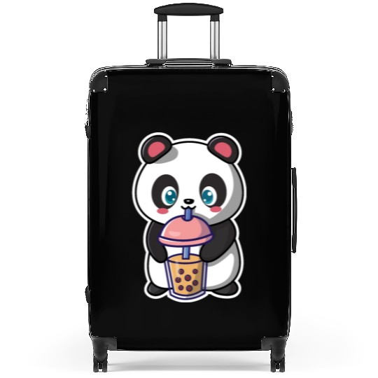 Panda Bear Boba Milk Tea Funny Bubble Tea Lovers Suitcases