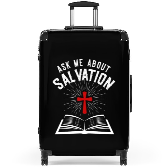 ASK ME ABOUT SALVATION (BIBLE-WHITE) Suitcases