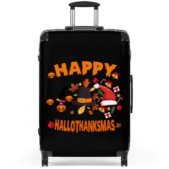 Wine Halloween Christmas Happy Hallothanksmas Suitcases