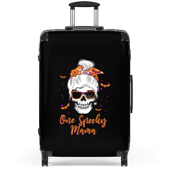 One Spooky Mama Skull Pumpkin Halloween Suitcases