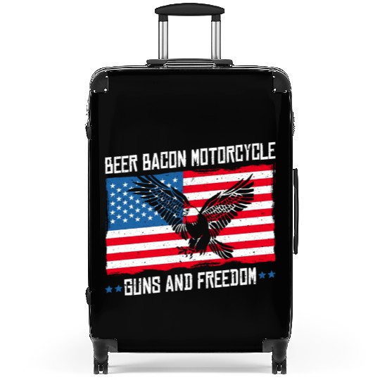 Beer Bacon Motorcycle Guns And Freedom US Flag Suitcases