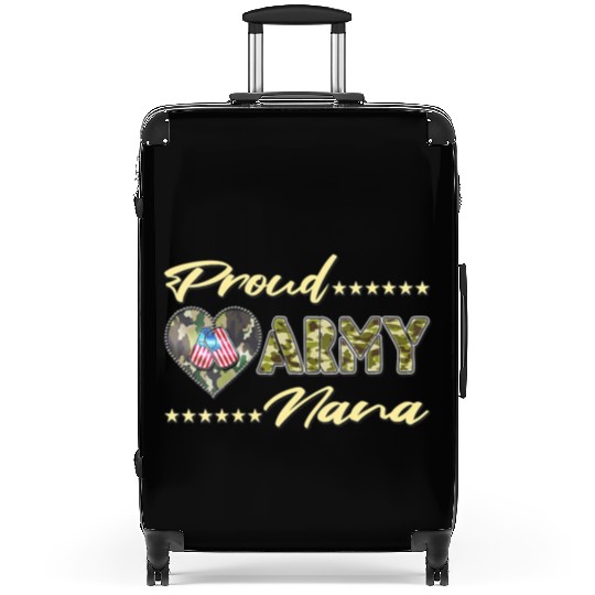 Womens Proud Army Nana US Flag Dog Tag Military Suitcases