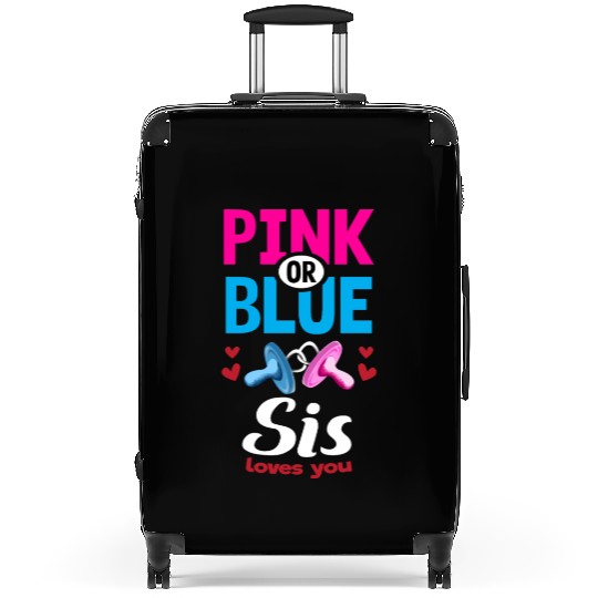 Pink or Blue Sis Loves You Gender Reveal Party Suitcases