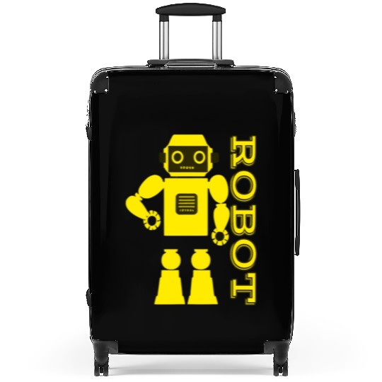 Yellow robot 3d. Suitcases