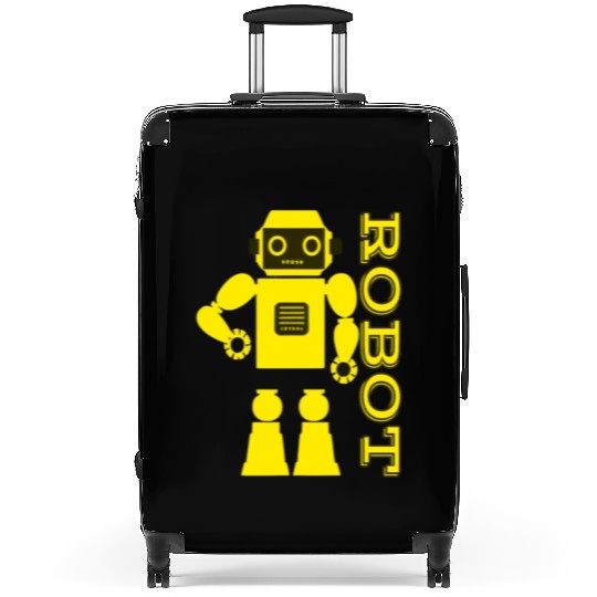 Yellow robot 3d. Suitcases