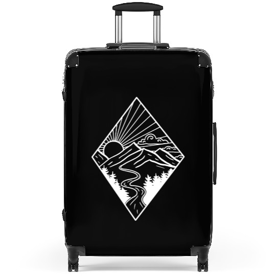 Sunrise Diamond mountain and river Suitcases