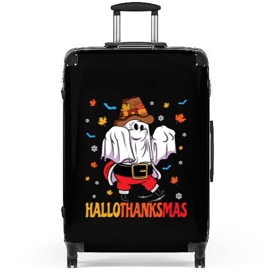 Happy Hallothanksmas Halloween Thanksgiving Santa Suitcases