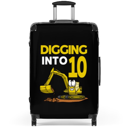 Excavator Driver Digging Into 10 Birthday Suitcases