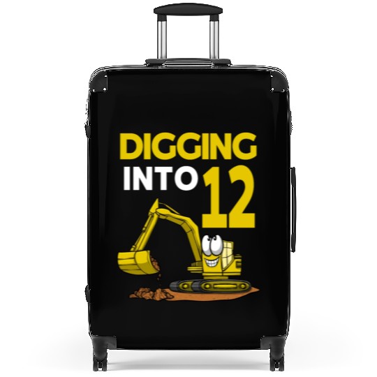 Excavator Driver Digging Into 12 Birthday Suitcases