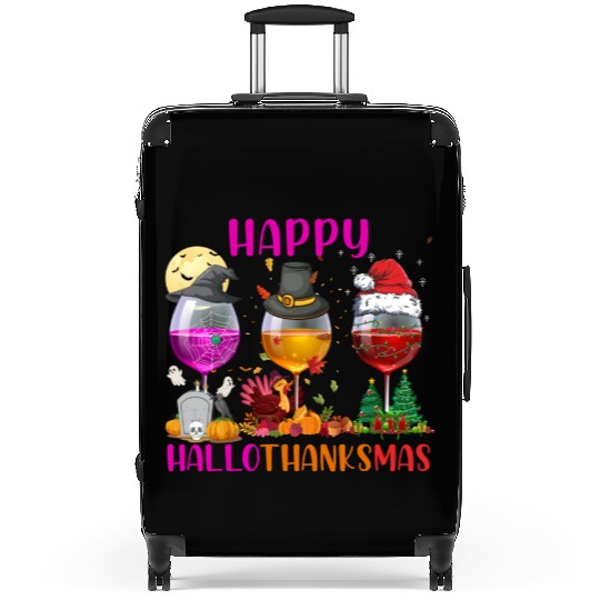 Happy Hallothanksmas Wine Lover Halloween Thankful Suitcases