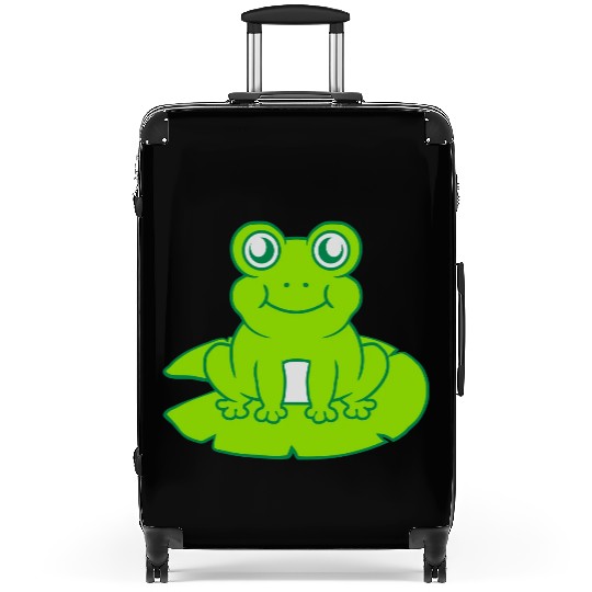 frog sitting water lily sea leaf Suitcases