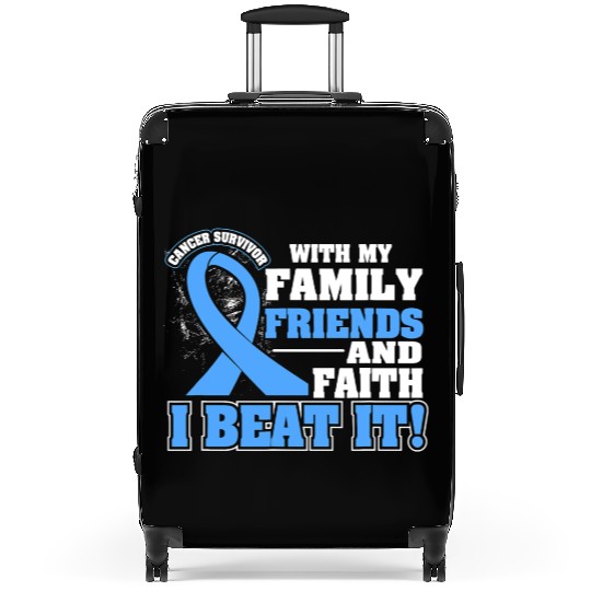 Family Faith I Beat It Prostate Cancer Awareness Suitcases