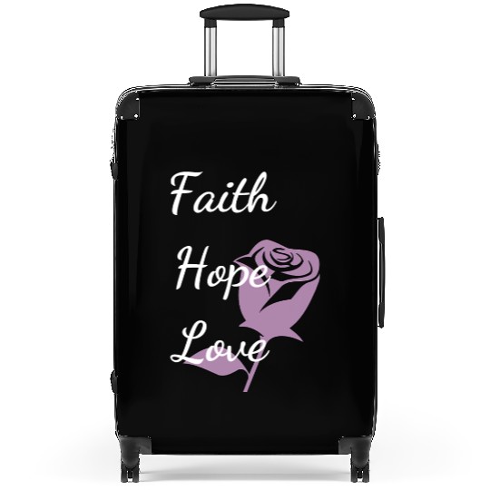 Faith Hope Love with a Rose Suitcases