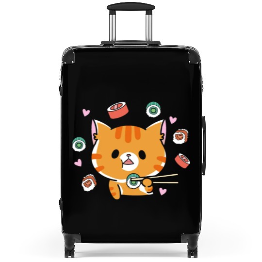 Kawaii Cat Eating Sushi Japanese Raw FoodKawaii Suitcases