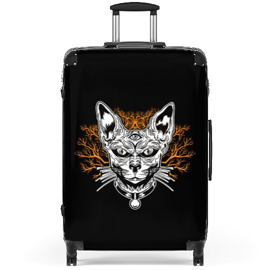 Goth Cat Concert Festivals Black Heavy Death Metal Suitcases