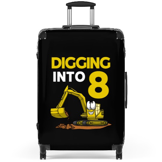 Excavator Driver Digging Into 8 Birthday Excavator Suitcases