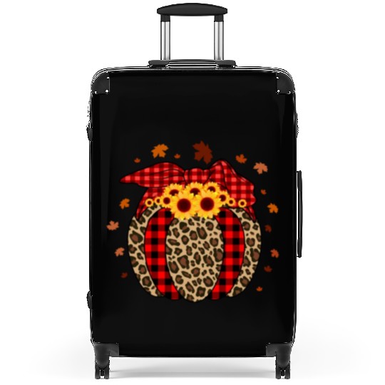 Pumpkin Jack O' Lantern Leopard Plaid Halloween Suitcases
