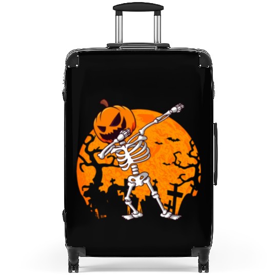 Dabbing Skeleton Jack O Lantern Pumpkin Halloween Suitcases