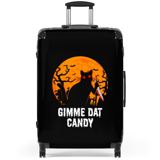 Gimme Dat Candy Creepy Cat Spooky Halloween Suitcases