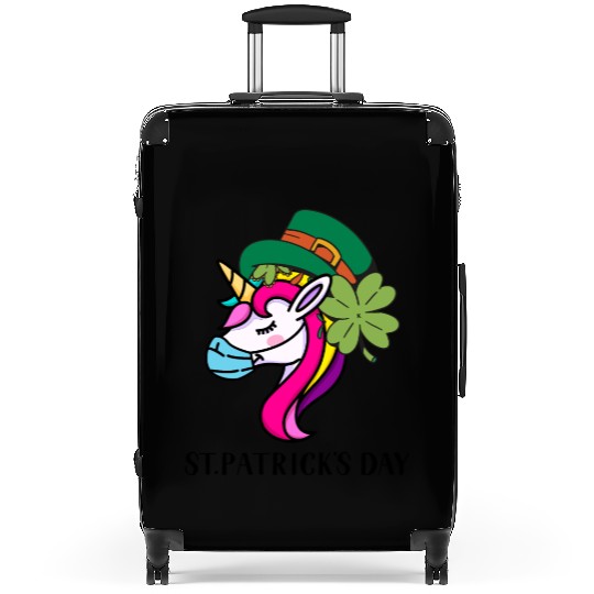 Toddler Girls St Patricks Day Rainbow Unicorn Face Suitcases