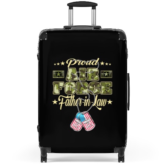 Proud Air Force Father In Law US Flag Dog Tags Suitcases
