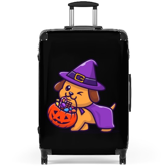 Dog witch with a pumpkin - Halloween Suitcases