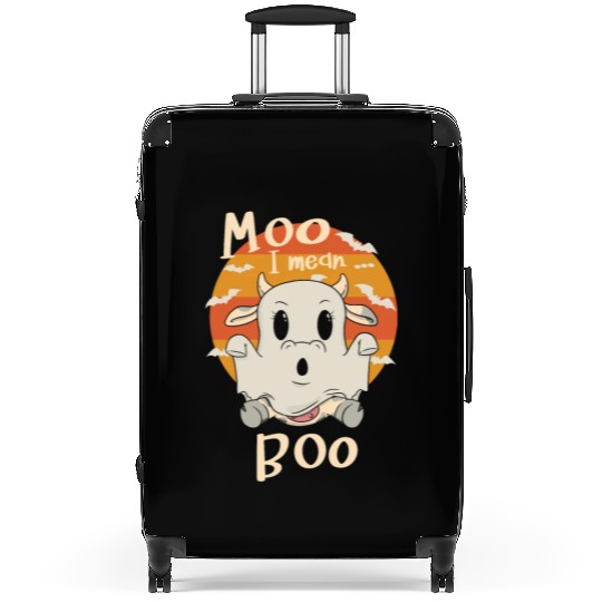 Moo I Mean Boo Trick Or Treating Cow Halloween Suitcases