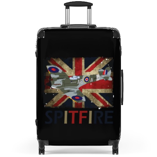 Spitfire WW2 Fighter Aircraft Airplane Union Jack Suitcases