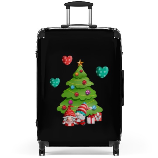 christmas is love, gnomes, christmas tree, love Suitcases