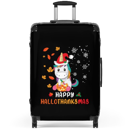 Unicorn Lover Halloween Happy Hallothanksmas Suitcases