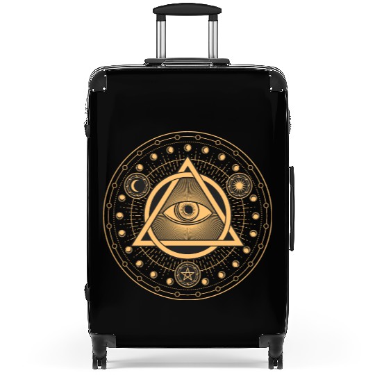 Rune Alchemy Circle with All Seeing Witchcraft Eye Suitcases