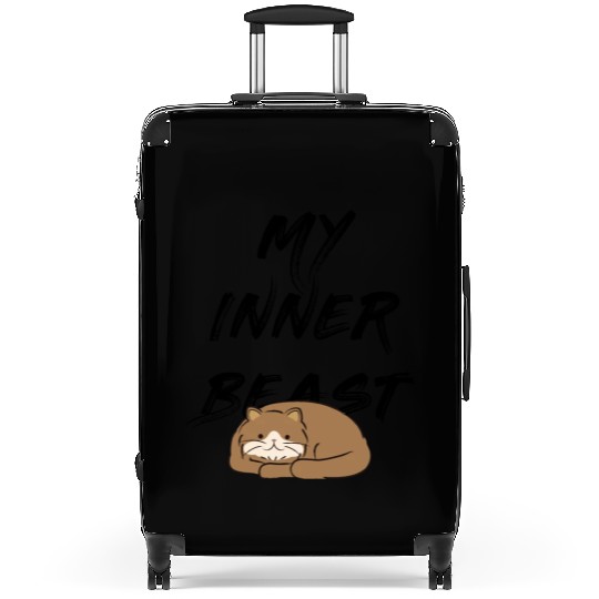 My inner beast quotes with cute cat sleeping Suitcases