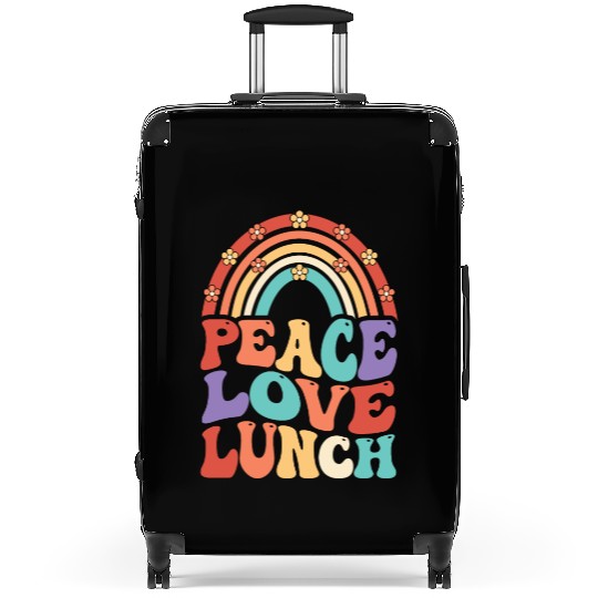 Peace Love Lunch LADY Retro Groovy Back To School Suitcases