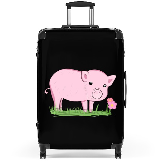 Pig Symbol Nature Animal Grass Flower Suitcases
