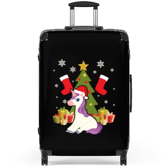 Unicorn Christmas Day Happy Holiday Santa Claus Suitcases