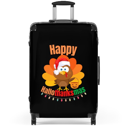 Happy Hallothanksmas Trick or Treat Santa Turkey Suitcases