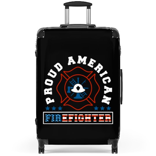 Proud American Firefighter Firetruck US Flag Suitcases