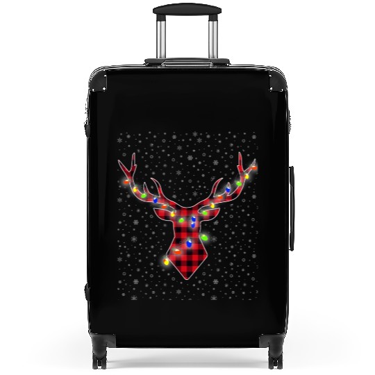Buffalo Plaid Reindeer Deer Funny Christmas Pajama Suitcases