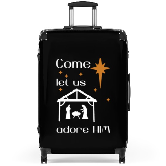 Christian Design come let us adore Him Suitcases