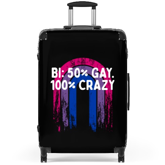 Bi 50% Gay100% Crazy Bisexual Pun Bi Pride Joke Suitcases