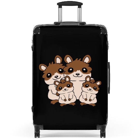 mom dad kids hamster Suitcases