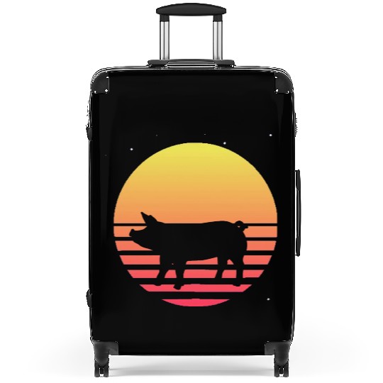 Farm Animal Lover Farmer Gift Retro Vaporwave Pig Suitcases