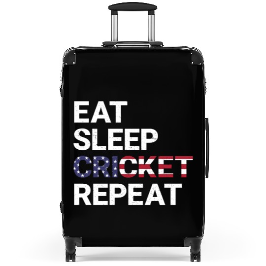 Eat Sleep Cricket Repeat USA Flag Sports Gift Suitcases
