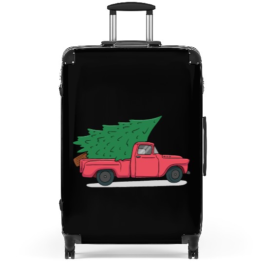 Red Merry Christmas Vintage Red Santa Truck*T Suitcases