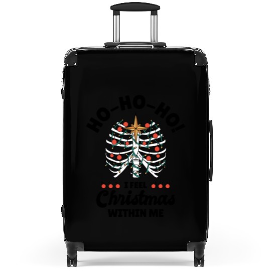 Christmas Holiday Skeleton Rib Cage Radiology Suitcases