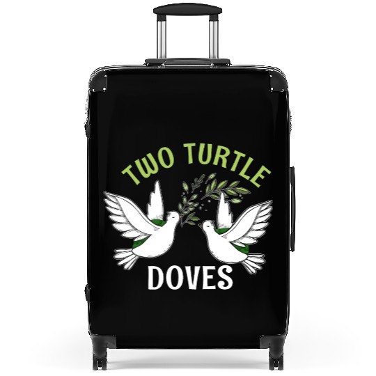Two Turtle Dove Christmas Cute Birds Awesome Suitcases