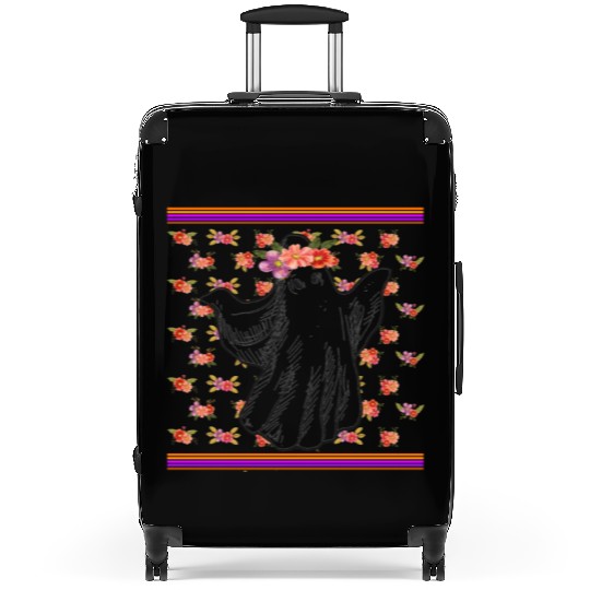 Halloween Theme Cute Ghost Floral Coffee Lover Suitcases