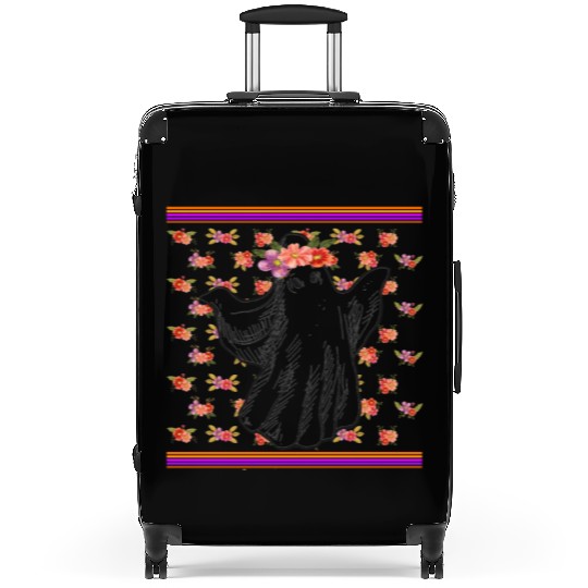 Halloween Theme Cute Ghost Floral Coffee Lover Suitcases